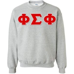 Greekgear Phi Sigma Phi Sewn Lettered Crewneck(Sports Grey)