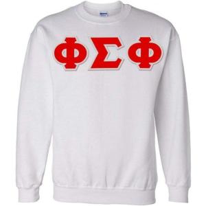 Greekgear Phi Sigma Phi Sewn Lettered Crewneck(White)