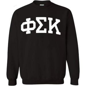 Phi Sigma Kappa Arched Greek Letter Crewneck Sweatshirt Black(Black)