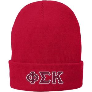 Phi Sigma Kappa Big Greek Lettered Knit Cap(Athletic Red)