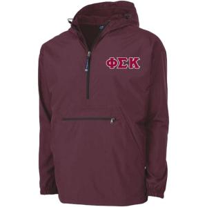 Phi Sigma Kappa Tackle Twill Lettered Pack N Go Pullover(Maroon)
