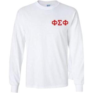Phi Sigma Phi World Famous Crest Long Sleeve T-Shirts(White)