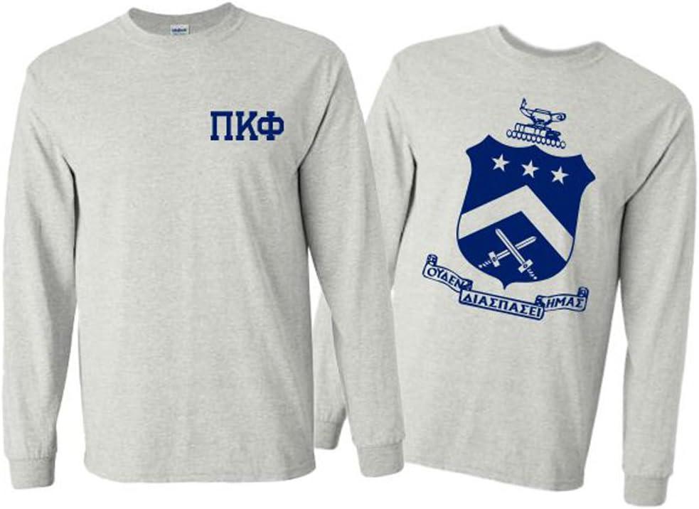 imagePi Kappa Phi PI PHI World Famous Crest Long Sleeve TShirtLight Grey