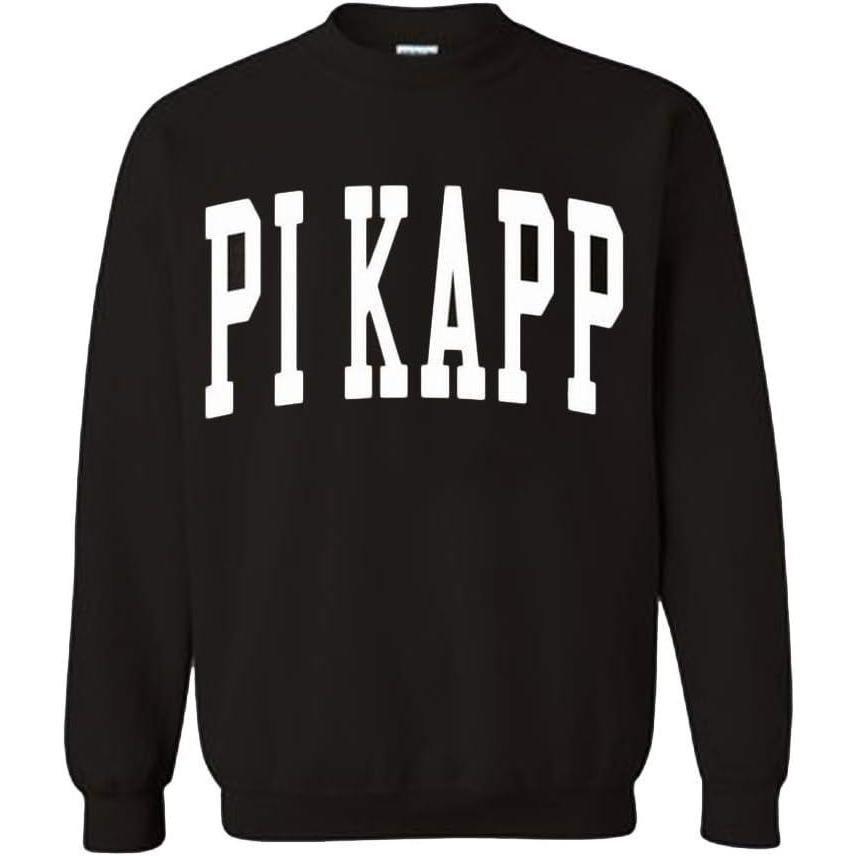 imageGreekgear Mens Pi Kappa Phi PI PHI BIG TEXT Crewneck Sweatshirt BlackBlack