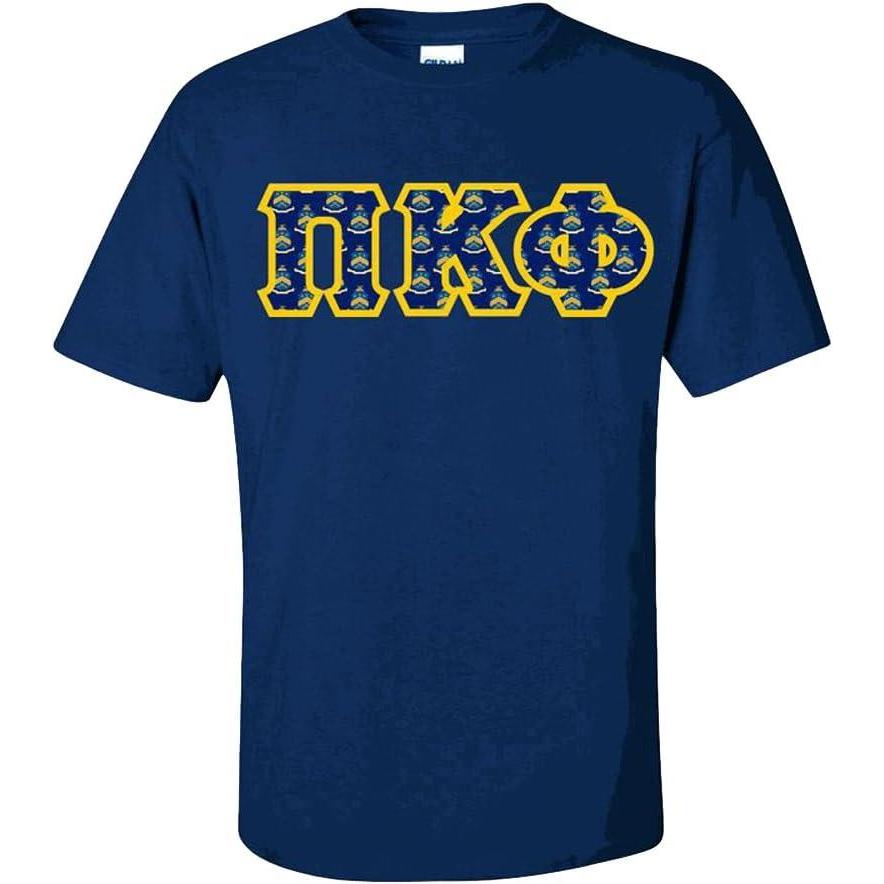 imagePI Kappa Phi PI Phi Fraternity Crest Twill Letter TeeNavy Blue
