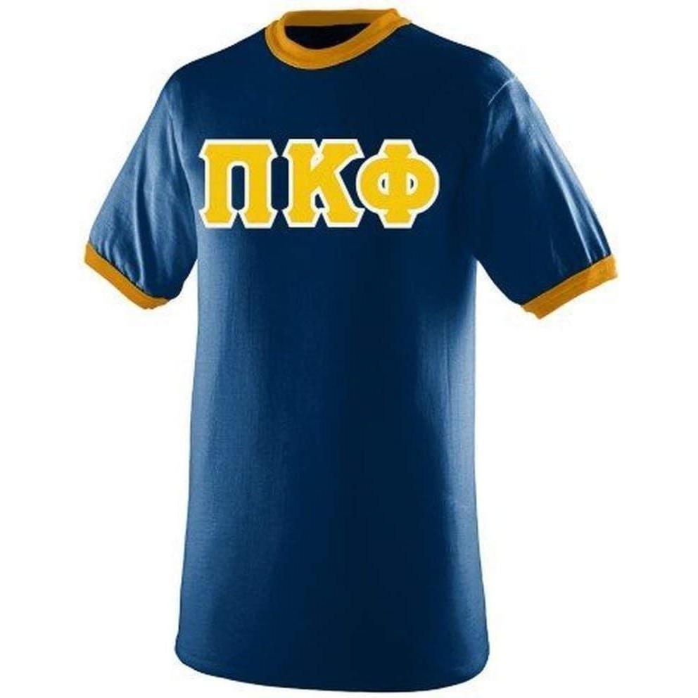 imagePi Kappa Phi Lettered Ringer ShirtRoyal BlueGold