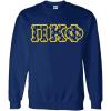 PI Kappa Phi PI Phi Fraternity Crest Twill Letter Crewneck Sweatshirt(Navy Blue)