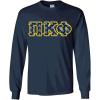 PI Kappa Phi PI Phi Fraternity Crest Twill Letter Longsleeve Tee(Navy Blue)