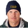 Pi Kappa Phi PI PHI Greek Letter Knit Cap(Navy Blue W/Light Gold Thread Color)