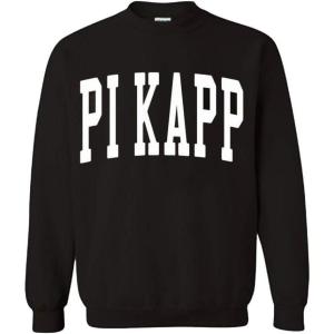 Greekgear Men’s Pi Kappa Phi PI PHI BIG TEXT Crewneck Sweatshirt Black(Black)