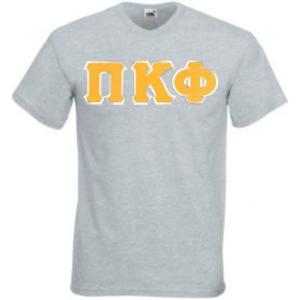 Greekgear Pi Kappa Phi PI PHI Lettered V-Neck T-Shirt(Sports Grey)