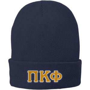 PI Kappa Phi PI Phi Big Greek Lettered Knit Cap(Navy Blue)
