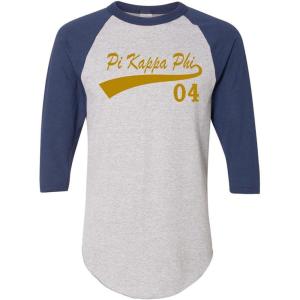Pi Kappa Phi PI PHI Tail Year Raglan(Grey W/Navy Blue)