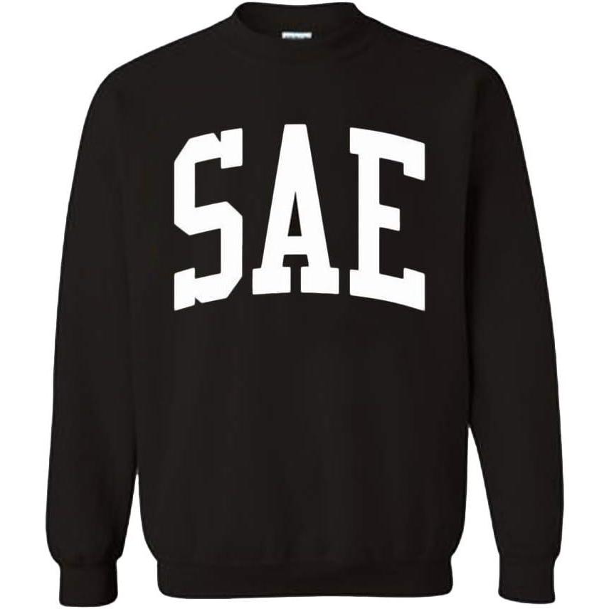 imageGreekgear Mens Sigma Alpha Epsilon SAE BIG TEXT Crewneck Sweatshirt BlackBlack