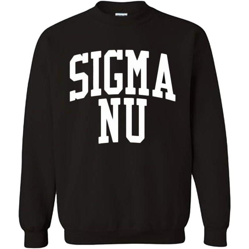 imageGreekgear Mens Sigma Nu BIG TEXT Crewneck Sweatshirt BlackBlack