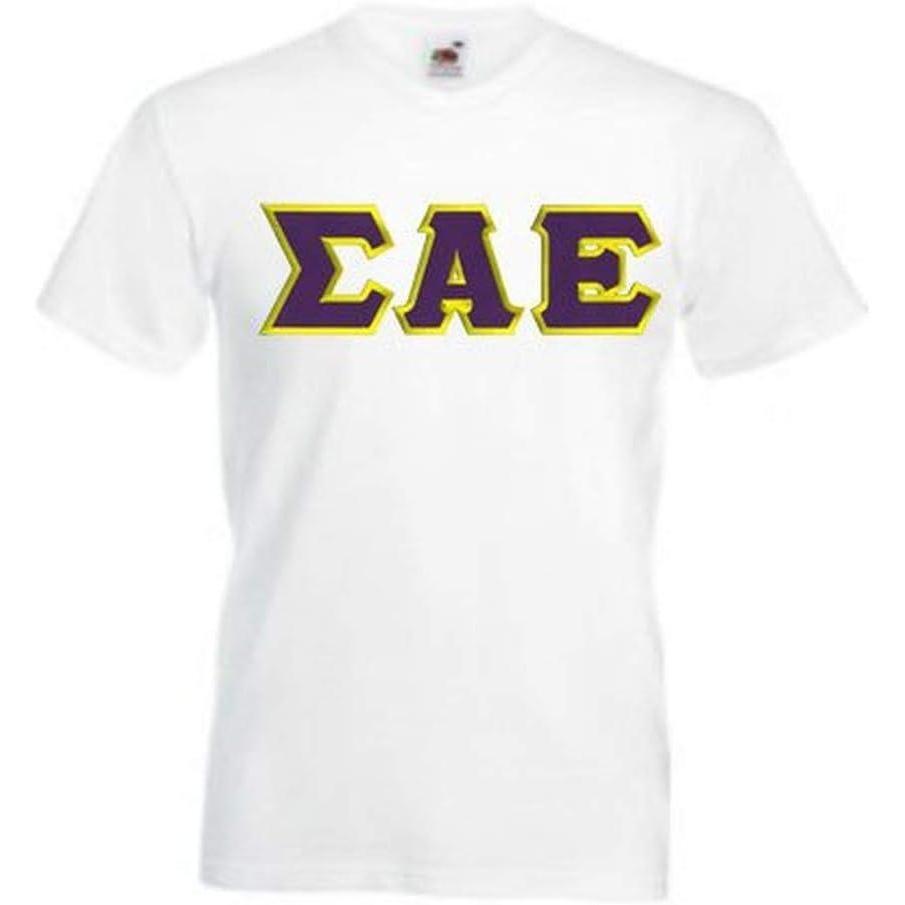 imageGreekgear Sigma Alpha Epsilon SAE Lettered VNeck TShirtWhite