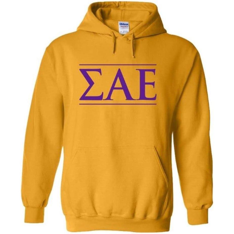 imageGreekgear Sigma Alpha Epsilon SAE Logo Hooded SweatshirtGold