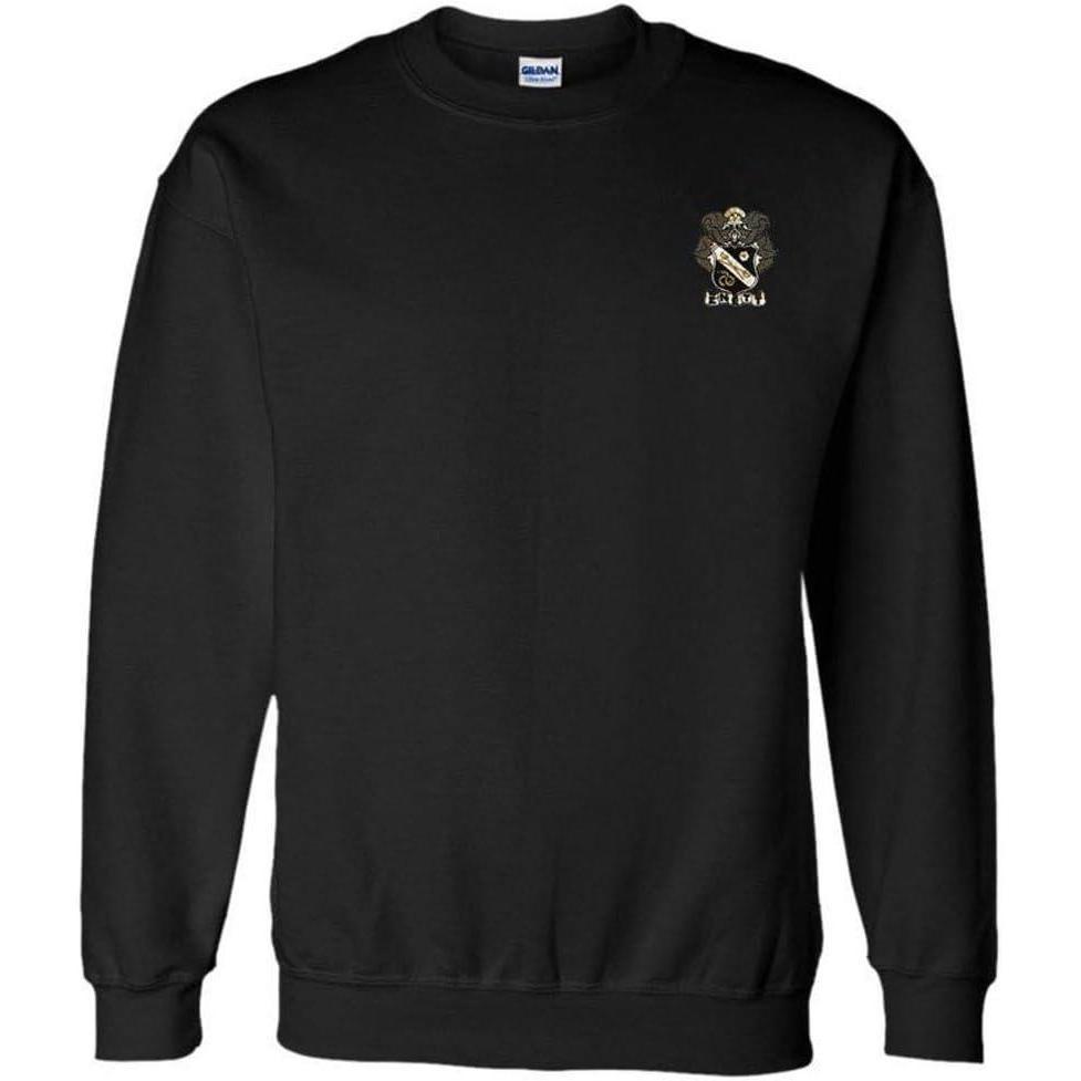 imageGreekgear Sigma Nu World Famous Crest Shield PATCH Crewneck SweatshirtBlack