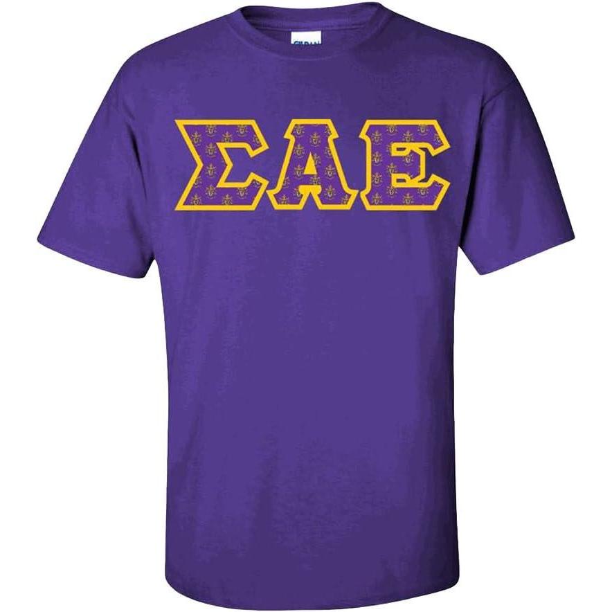 imageSigma Alpha Epsilon SAE Fraternity Crest Twill Letter TeePurple