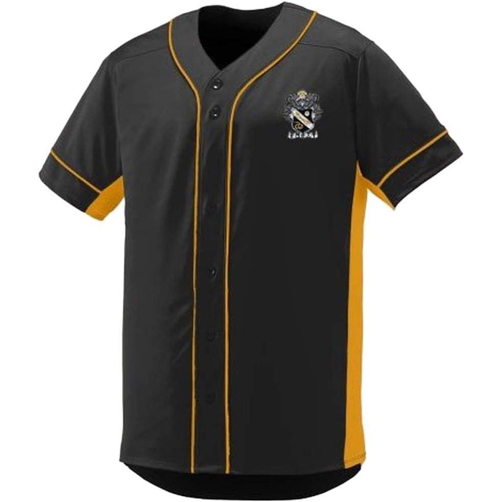 imageSigma Nu Fraternity Crest Slugger Baseball JerseyBlackGold
