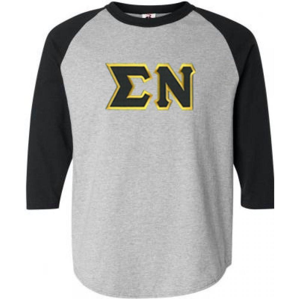 imageSigma Nu Lettered Raglan TShirtGray WBlack