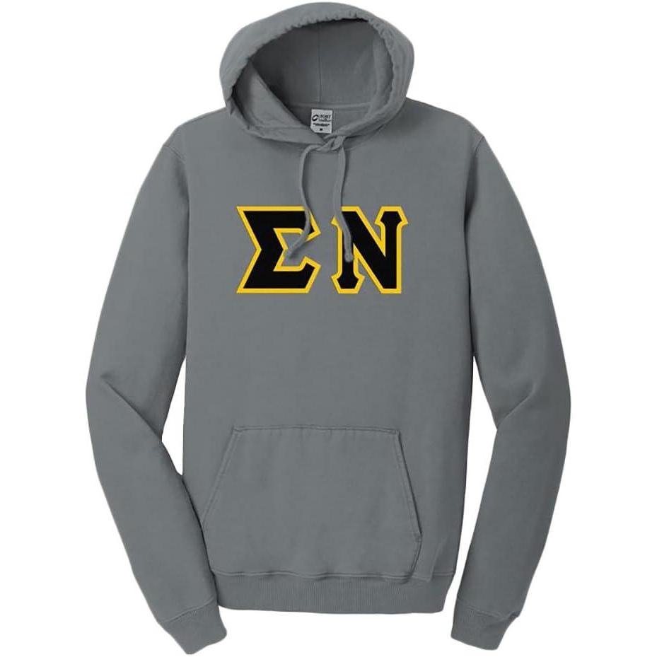 imageSigma Nu PigmentDyed Lettered Hooded SweatshirtPewter