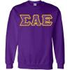 Greekgear Sigma Alpha Epsilon SAE Fraternity Crest Twill Letter Crewneck Sweatshirt(Purple)