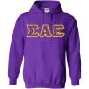 Greekgear Sigma Alpha Epsilon SAE Fraternity Crest Twill Letter Hooded Sweatshirt(Purple)