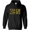 Sigma Nu Fraternity Crest Twill Letter Hooded Sweatshirt(Black)