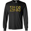 Sigma Nu Fraternity Crest Twill Letter Longsleeve Tee(Black)