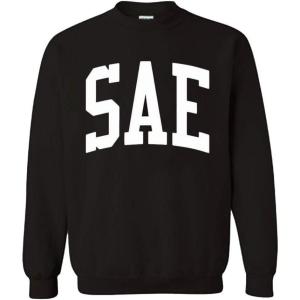 Greekgear Men’s Sigma Alpha Epsilon SAE BIG TEXT Crewneck Sweatshirt Black(Black)