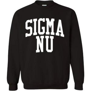 Greekgear Men’s Sigma Nu BIG TEXT Crewneck Sweatshirt Black(Black)
