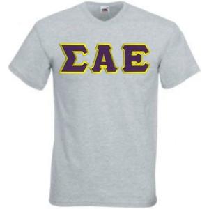 Greekgear Sigma Alpha Epsilon SAE Lettered V-Neck T-Shirt(Sports Grey)