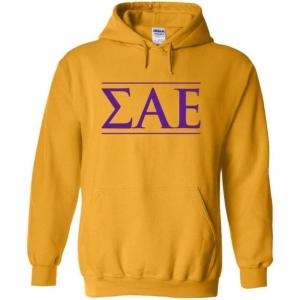 Greekgear Sigma Alpha Epsilon SAE Logo Hooded Sweatshirt(Gold)