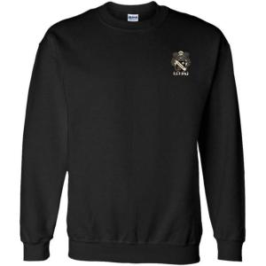 Greekgear Sigma Nu World Famous Crest – Shield PATCH Crewneck Sweatshirt(Black)