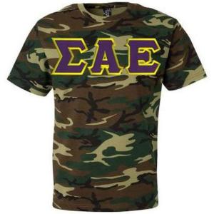 Sigma Alpha Epsilon Lettered Camouflage T-Shirt(Camouflage)