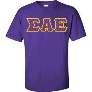 Sigma Alpha Epsilon SAE Fraternity Crest Twill Letter Tee(Purple)