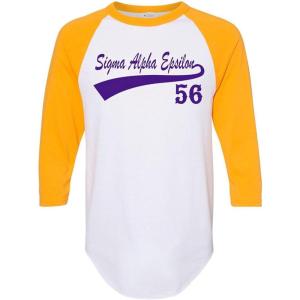 Sigma Alpha Epsilon SAE Tail Year Raglan(White W/Gold)