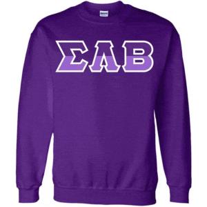 Sigma Lambda Beta Two Tone Greek Lettered Crewneck Sweatshirt(Purple)