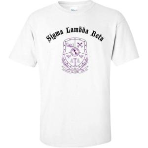 Sigma Lambda Beta Vintage Crest T-Shirt(White)