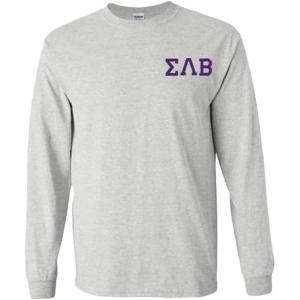 Sigma Lambda Beta World Famous Crest Long Sleeve T-Shirt(Light Grey)