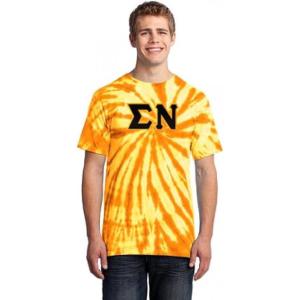 Sigma Nu Essential Tie-Dye Lettered Tee(Gold)