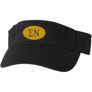 Sigma Nu Greek Oval Heavy Visor(Black W/Black Thread Color)