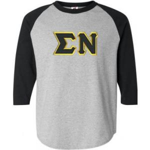 Sigma Nu Lettered Raglan T-Shirt(Gray W/Black)