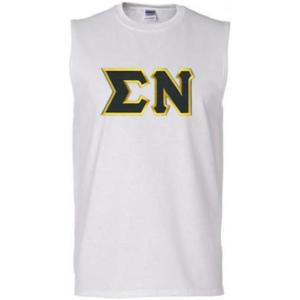 Sigma Nu Lettered Sleeveless Tee(White)