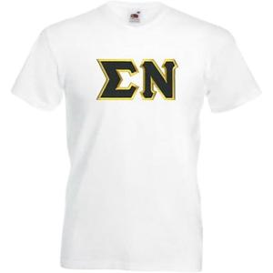 Sigma Nu Lettered V-Neck T-Shirt(White)