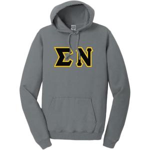 Sigma Nu Pigment-Dyed Lettered Hooded Sweatshirt(Pewter)