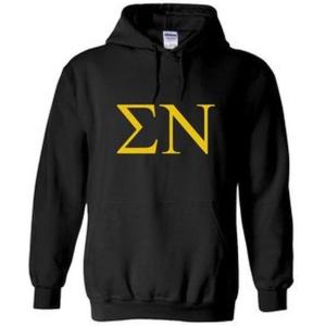 Sigma Nu World Famous Greek Hoodie – Black with Gold Imprint(Black)