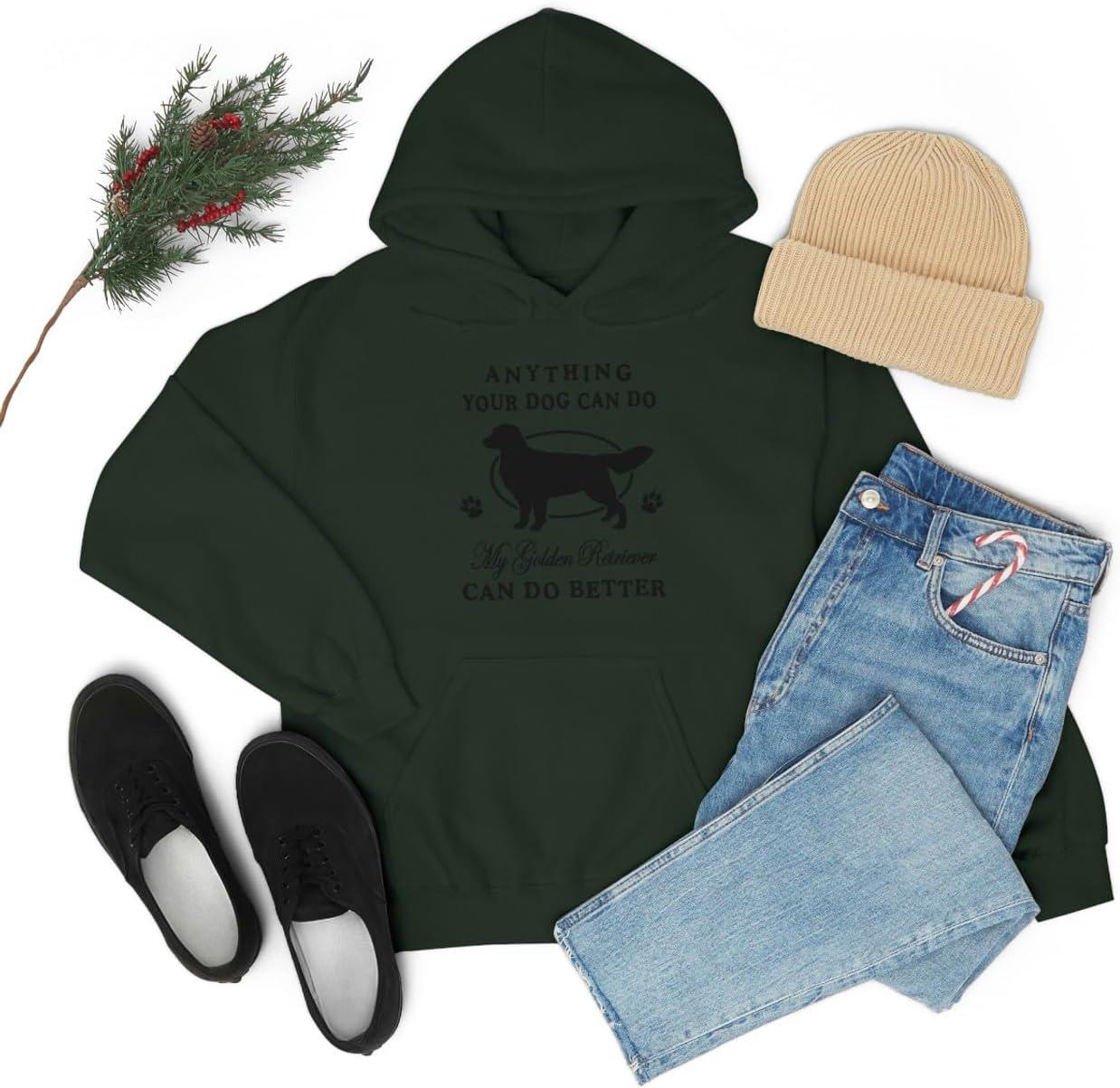 imageAnything Your Dog Can Do My Golden Retriever Can Do Better Hooded SweatshirtForest Green