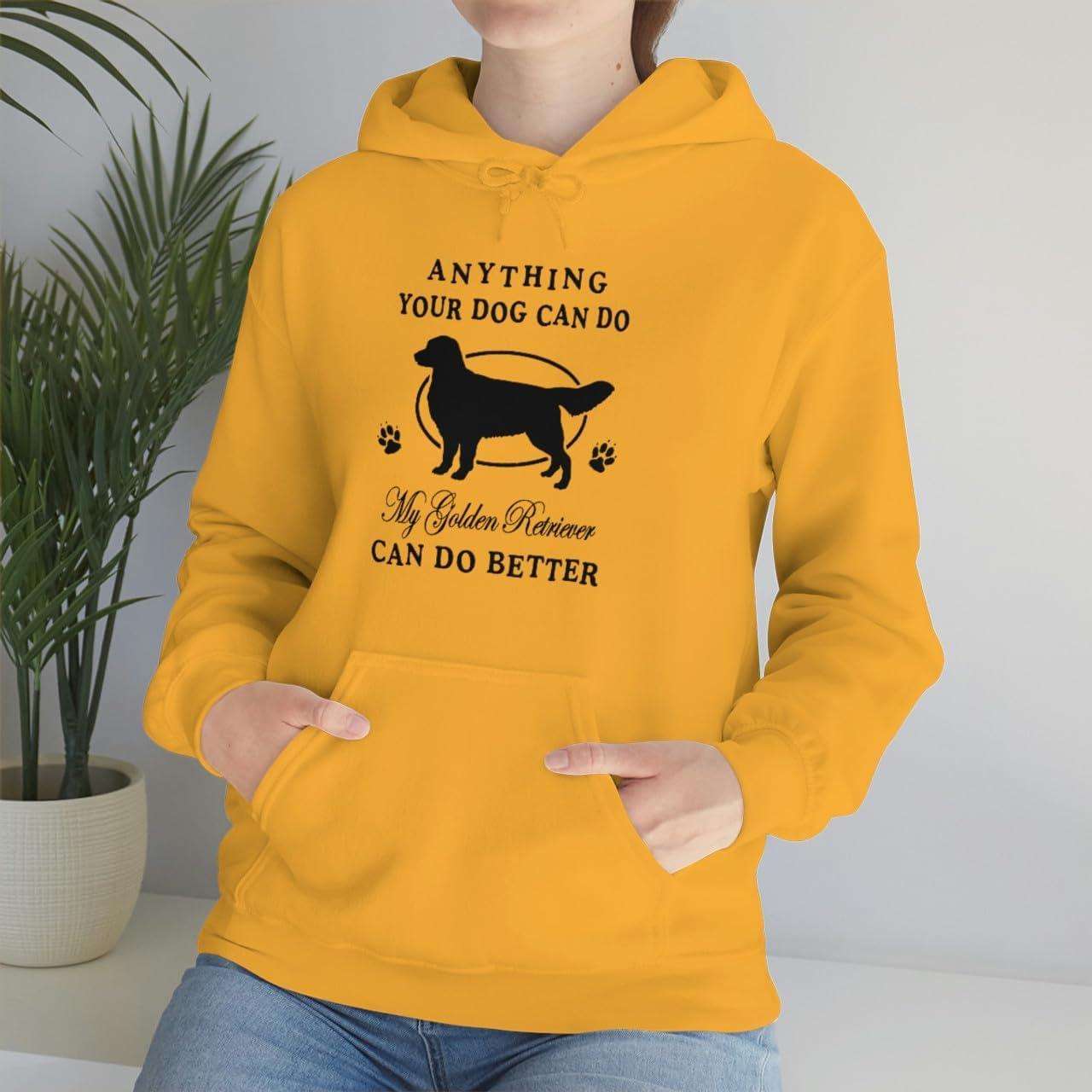 imageAnything Your Dog Can Do My Golden Retriever Can Do Better Hooded SweatshirtGold